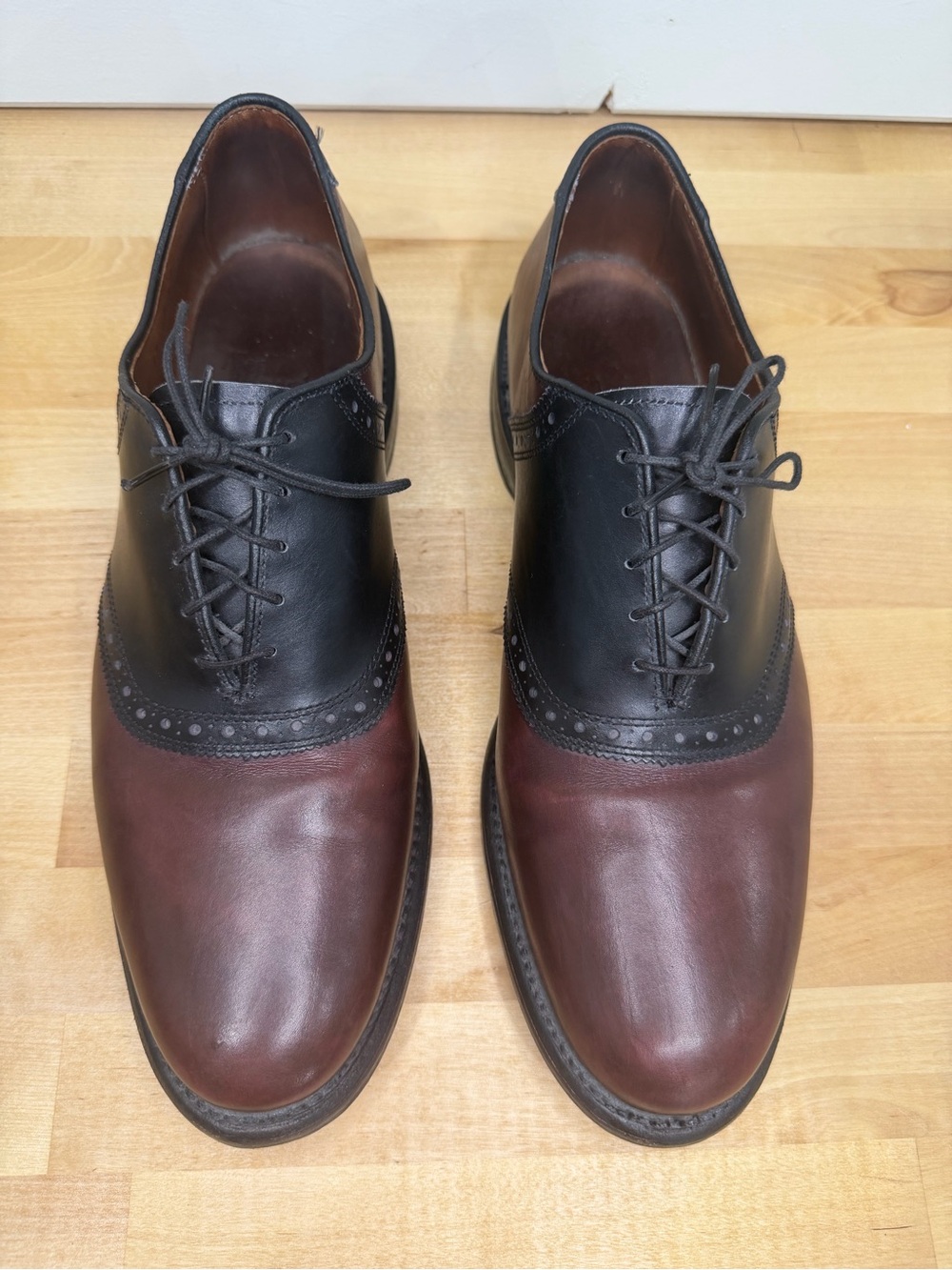 Allen Edmonds Shelton Saddle Oxford Men’s Shoes in Black and Brown Burgundy USA